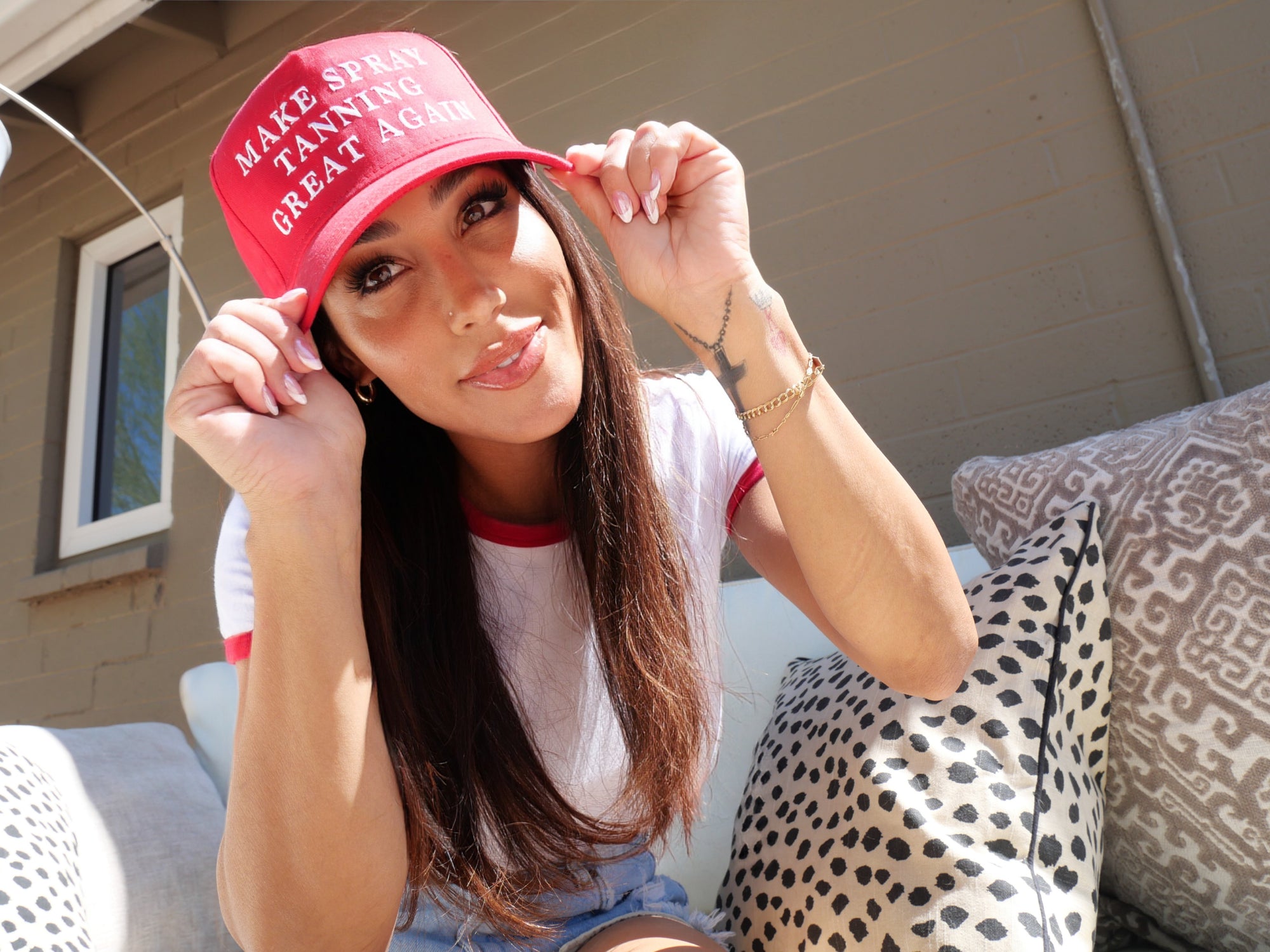 "Make Spray Tanning Great Again" red adjustable hat